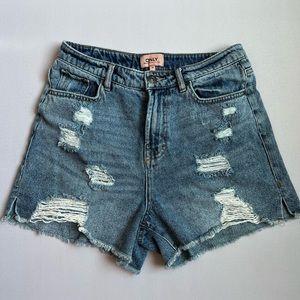 High-waisted Denim Mom Shorts